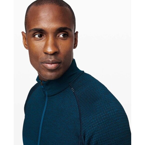 Lululemon Engineered Warmth Jacket Poseidon Black Wool Blend Mens Large - Picture 3 of 13